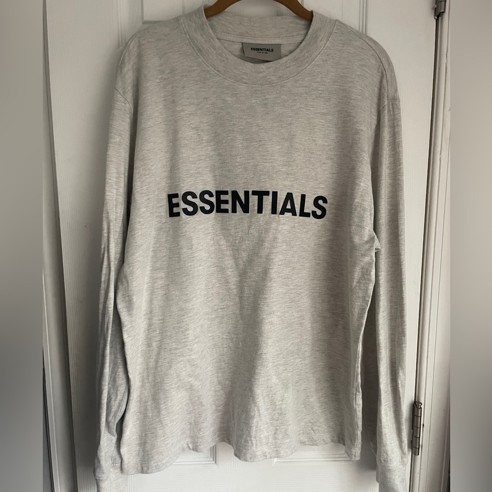 Essentials Fear of God Long Sleeve T-Shirt in Oatmeal Size XS